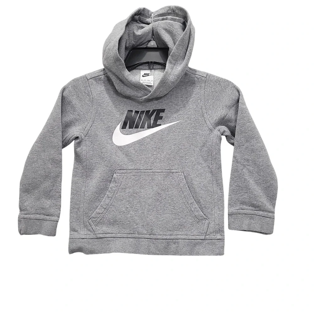 Nike Kids Gray Pullover Hoodie Sweatshirt Logo‎ Graphic Size XS